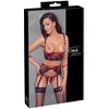 Cottelli Bondage Shelf Bra Set juodas/red M