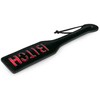 Easytoys Ouch! Juodas Leather Paddle with Raudona Lettering - Ergonomic Handle