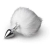 Easytoys Fetish Collection EasyToys Aliuminio Plug with Baltas Fluffy Bunny Tail - Medium Size