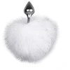Easytoys Fetish Collection EasyToys Aliuminio Plug with Baltas Fluffy Bunny Tail - Medium Size
