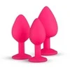 Rožinė EasyToys Silicone Jewel Plug Set Rožinė - 3 Sizes, Decorative Base