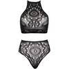 Leg Avenue Sets Leg Avenue 2-Piece Juodas Lace Set S/M - Halter Crop Top &amp; High Waist Thong