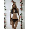 Leg Avenue Set Velvet Trim Lace Halter Top &amp; High Waist Thong Juodas M/L