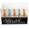 Little Genie Productions Glitterati Elegant Metallic Candle Set - Gold &amp; Sidabrinis Party Decor 5 pcs