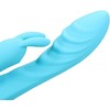 Loveline By Shots Mėlyna Loveline Ribbed Ultra Soft Silicone Rabbit Vibrator Glacial Mėlyna