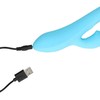 Loveline By Shots Mėlyna Loveline Ribbed Ultra Soft Silicone Rabbit Vibrator Glacial Mėlyna