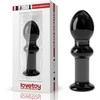 Lovetoy Juodas stiklinis analinis kištukas su aptakia galvute 11,5 cm