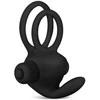 Lovetoy Silikoninis varpos žiedas „Power Clit Duo“ – juodas