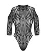 Obsessive B130 Juodas Teddy XL/XXL - Elegant Zebra Pattern Bodysuit