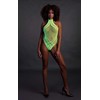 Ouch By Shots Neon Lingerie Bodysuit by Shots - Halter Neck, UV Reactive, Neon Žalias