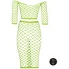 Ouch By Shots Neonessa UV-Active Neon Crop Top &amp; Maxi Skirt Set, Long Sleeve, Žalias/Rožinė