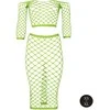 Ouch By Shots Neonessa UV-Active Neon Crop Top &amp; Maxi Skirt Set, Long Sleeve, Žalias/Rožinė