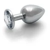 Ouch By Shots Ouch! Aluminum Intimate Plug Medium with Round Gem Base - Sidabrinis