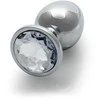 Ouch By Shots Ouch! Aluminum Intimate Plug Medium with Round Gem Base - Sidabrinis