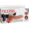 Pipedream FETISH FANTASY SERIES 7 INCH VIBRATING HOLLOW STRAP-ON SU BOLAIS, ŠVIEČIANTIS