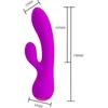 Pretty Love Įkraunamas vibratorius su masažuokliu 17cm 12 USB režimų