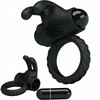 Pretty Love Male Pretty Love Eudora Silicone Vibrating Juodas Ring with Dual Stimulator