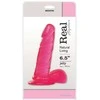 Real Rapture Rožinė guminis dildo su siurbtuku ir sėklidėmis