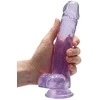 Realrock By Shots Realrock Didelė violetinė dildo su siurbtuku ir sėklidėmis 21cm