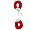 Shots Ouch! Plush Handcuffs Juodas - Soft Faux Fur, Adjustable, Secure Lock
