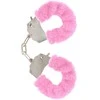 Rožinė TOYJOY Furry Fun Cuffs Rožinė - Plush-Coated Steel Wrist Restraints