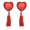 Toyz4Lovers Apatiniai drabužiai-Heart Nipples Tassels Raudonas