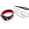 Whips Collections Dygliuota odinė bdsm apykaklė su pavadėliu
