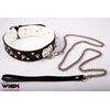Whips Collections Bindings - Vyriška antkaklis su pavadėliu, balta