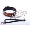 Whips Collections Bindings-WHIPS vyriška antkaklis su pavadėliu, konjakas