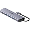 Unitek Hub USB-C 11w1 su obsługą dwóch monitorów | 4K@30Hz | RJ45 | PD 100 W | SD/Micro SD