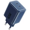 Telefono įkroviklis Forcell F-Energy GaN III Crystal Color 2x USB C AVS SSFC3.0 60W + silikoninis laidas USB C į USB C VT-60 tamsi mėlynas