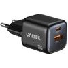 UNITEK 2x GAN 20W mains charger, juodas