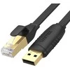 UNITEK Y-SP02001B USB 2.0 į RJ45 konsolės apverčiamas plokščias 1,8 m kabelis