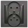 Kontakt-Simon Kontakt-Simon Simon 10 CGZ2/49 kištukinis lizdas su įžeminimu, dvigubas, monoblokas, 16A, 250V~, varžtiniai gnybtai, komplektas - ne rėmams, matinė juoda