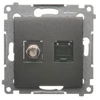 Kontakt-Simon Antenos ir kompiuterio lizdas Simon 54 tipo F ir RJ45 kat. 6 antracitas (DASFRJ45.01/48)