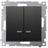 Kontakt-Simon Simon 54 Žvakidės jungiklis su LED apšvietimu ir IP44 versija (modulis) 16AX 250V varžtais gnybtais. matinė juoda su papildymu DU1W DW5ABL.01/49