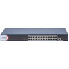 Šakotuvas 26 prievadų, 24 PoE prievadų komutatorius Hikvision DS-3E1526P-EI/M (valdomas, 1xSFP, 1xRJ45, 52Gbps, 230W)