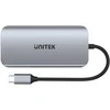 USB-C šakotuvas - UNITEK 2X HDMI 4K, RJ45, PD 100W Pilkas