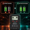 Qoltec Balanser napięcia 24V do akumulatorów 2 x 12V | 5A | AGM GEL LiFePO4 | LCD