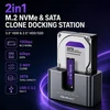 Qoltec Doko stotelė 2w1 HDD SSD | SATA | M.2 NVMe | Klonowanie | USB-C 3.2 Gen 2 | 10Gb/s | 28TB | Aliuminio