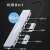 Qoltec HUB 8in1 USB C USB,USB C 4xUSB SD TF card Jack
