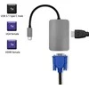 Qoltec USB adapteris Type C male / HDMI Female | VGA Moteris