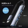 Centratorius adapteris usb-c 3.1 4in1 usb 3.0 3x 2.0 Qoltec