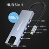 „Qoltec“ šakotuvo adapteris USB-C 5w1 | USB-C PD 100W | 2x USB | HDMI 4K | RJ45