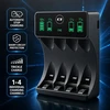 Qoltec Įkroviklis do akumulatorków Ni-MH typu R03 AAA R6 AA | LCD | Kabelis USB-C | Juoda