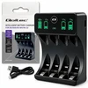 Qoltec Įkroviklis do akumulatorków Ni-MH typu R03 AAA R6 AA | LCD | Kabelis USB-C | Juoda
