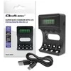 Qoltec Ni-MH AAA AA baterijų įkroviklis su LCD ir USB kabeliu