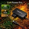 Išorinis Įkroviklis - Qoltec 52385 GaN POWER PRO - 1xUSB-C - 45W Juoda