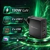 Adapteris Įkroviklis gan power pro 2xusb-c 2xusb 130w 5-20v 1.5-5a pd juodas Qoltec