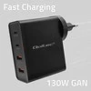 Adapteris Įkroviklis gan power pro 2xusb-c 2xusb 130w 5-20v 1.5-5a pd juodas Qoltec